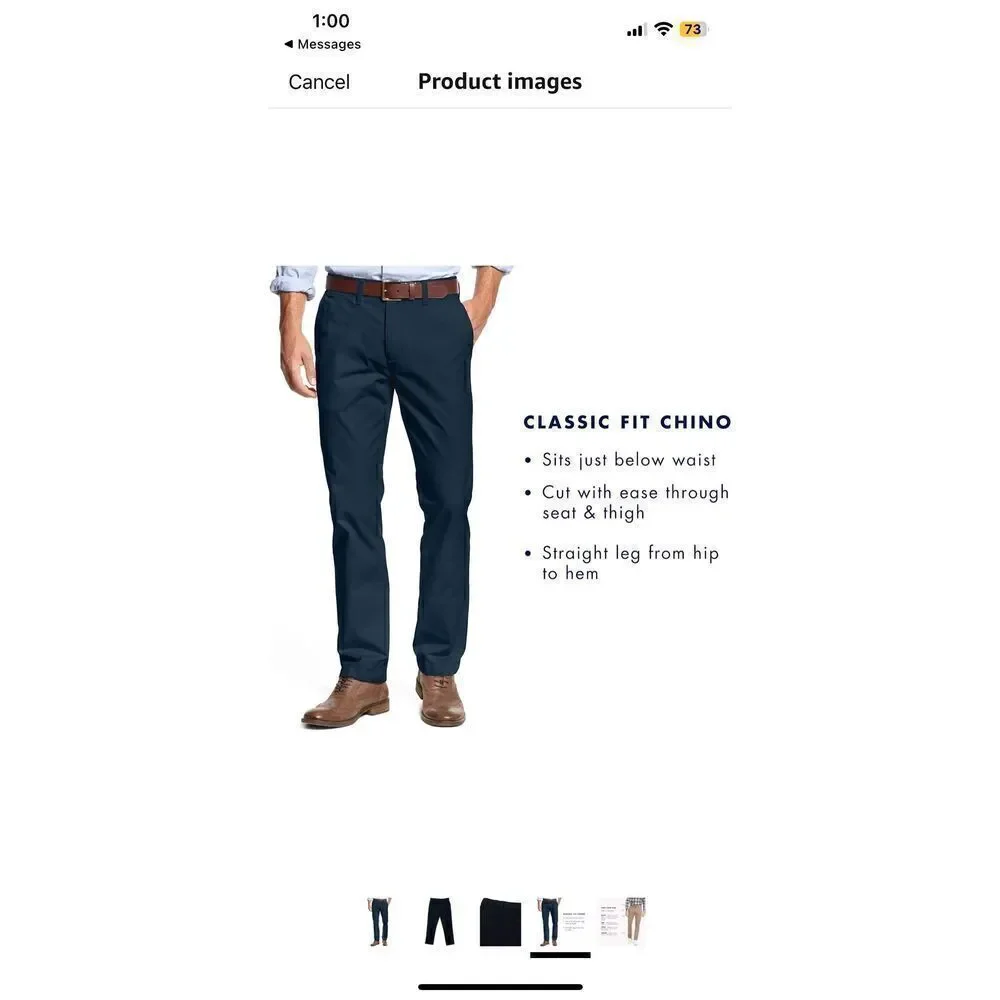 TOMMY HILFIGER | big & tall classic cotton chino pants navy 36 x 36” NEW